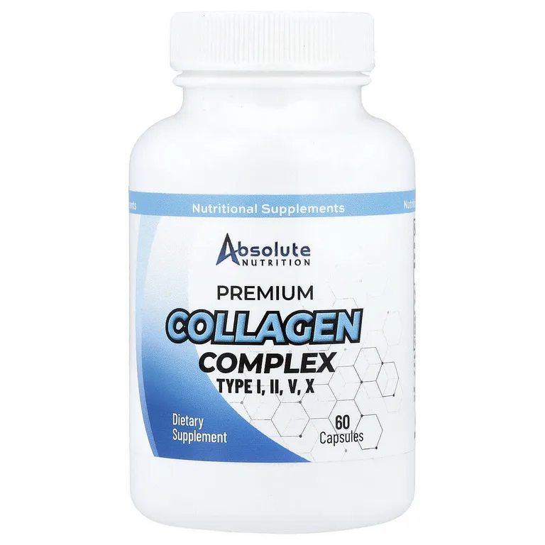 Absolute Nutrition, Коллагеновый комплекс премиального качества, тип I, II, V, X, 60 капсул