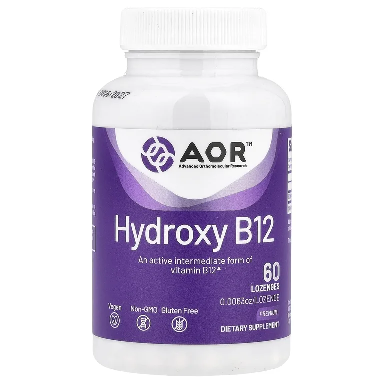Advanced Orthomolecular Research AOR, гидроксокобаламин (витамин B12), 1000 мкг, 60 пастилок