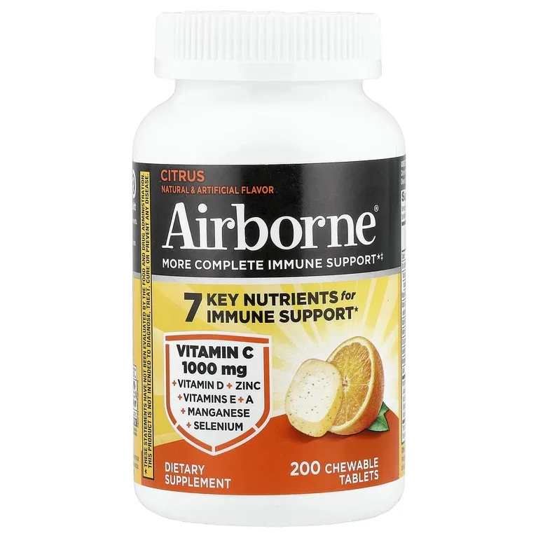 AirBorne, More Complete Immune Support, со вкусом цитрусовых, 200 жевательных таблеток
