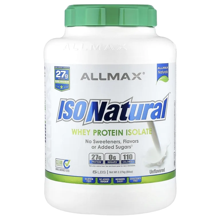 ALLMAX, чистый изолят сывороточного протеина, без искусственных красителей, ароматизаторов и добавленного сахара, без добавок, 2,27 кг (5 фунтов)