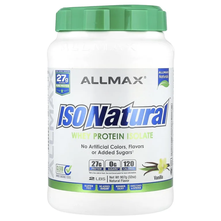 ALLMAX, чистый изолят сывороточного протеина, без искусственных красителей, ароматизаторов и добавленного сахара, ваниль, 907 г (2 фунта)