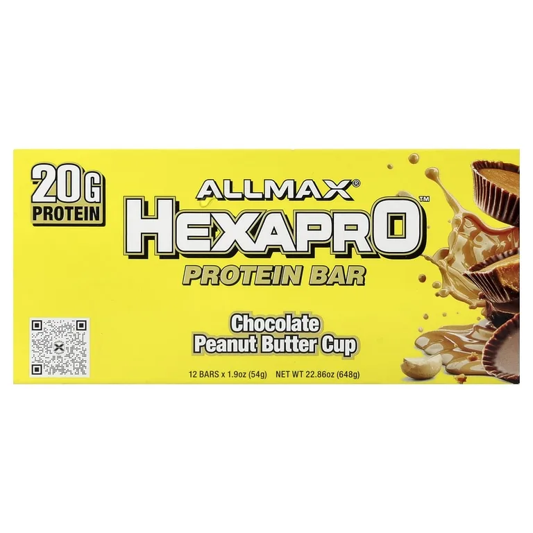 ALLMAX, Hexapro™, протеиновый батончик, с шоколадно-арахисовой пастой, 12 батончиков по 54 г (1,9 унции)
