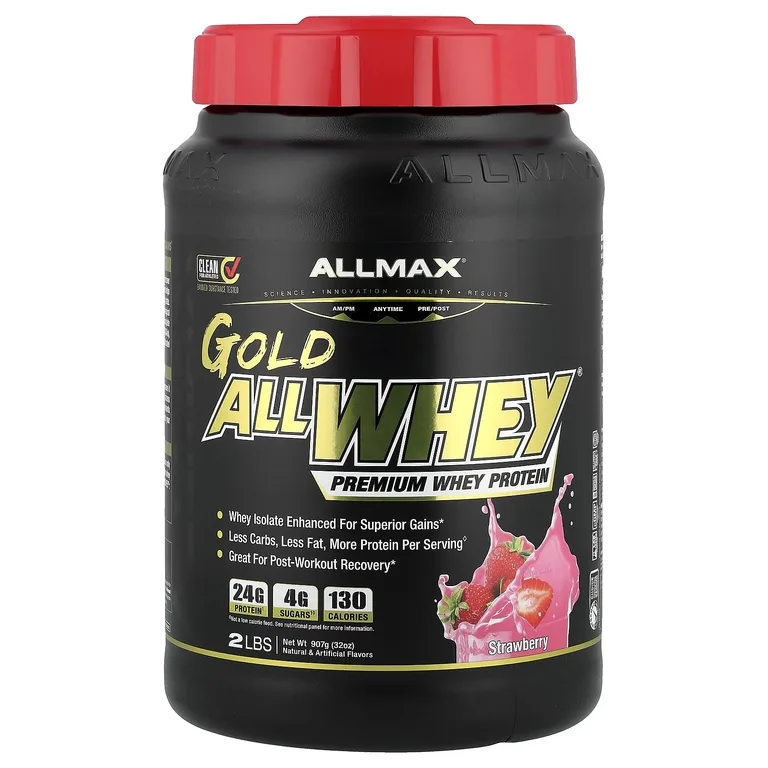 ALLMAX, сывороточный протеин, со вкусом клубники, 907 г (2 фунта)