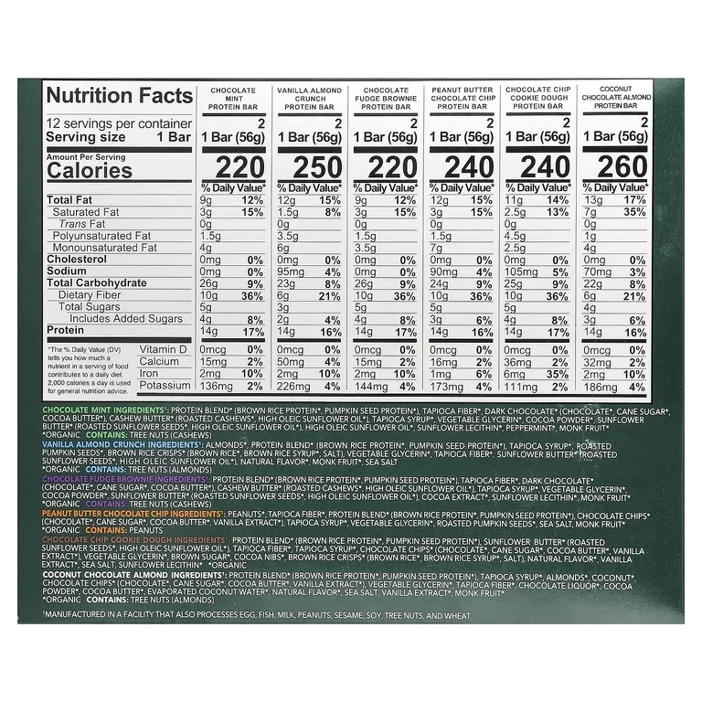 Aloha, Organic Protein Bars, Sampler Pack, 12 Bars, 1.98 oz (56 g) Each