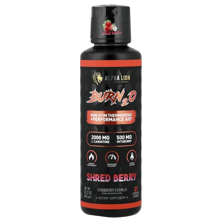 ALPHA LION, Burn2O, Shred Berry, клубника и ваниль, 465 мл (15,72 унции)