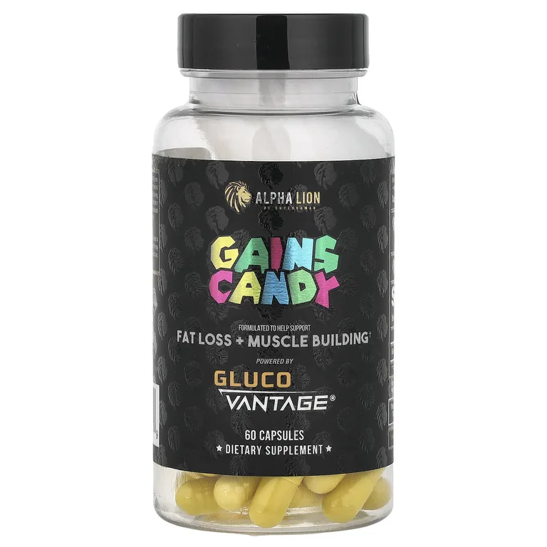 ALPHA LION, Gains Candy, Gluco Vantage®, 60 капсул (100 мг в 1 капсуле)