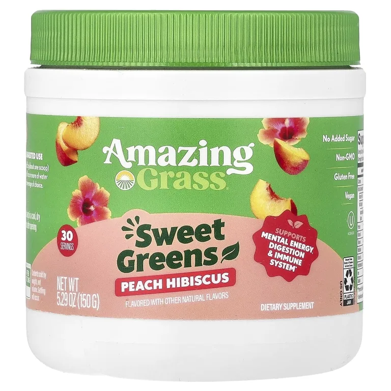 Amazing Grass, сладкая зелень, персик и гибискус, 150 г (5,29 унции)