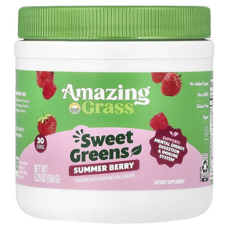 Amazing Grass, сладкая зелень, со вкусом ягод, 150 г (5,29 унции)