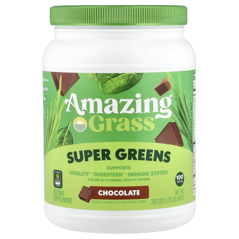 Amazing Grass, Смесь из 15 видов зелени, фруктов и овощей, шоколад, 800 г (28,2 унции)