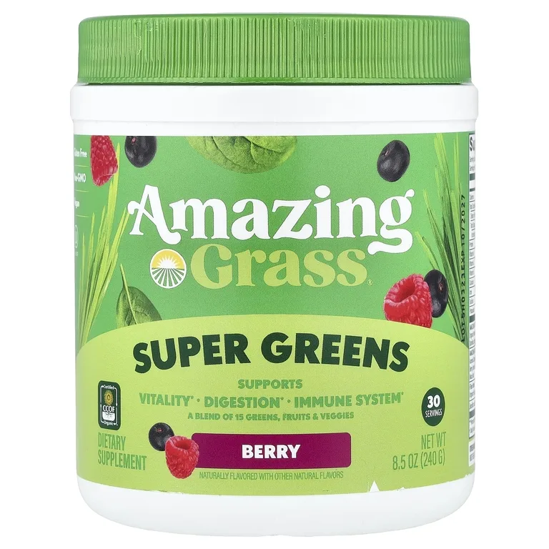 Amazing Grass, суперзелень, с ягодным вкусом, 240 г (8,5 унции)