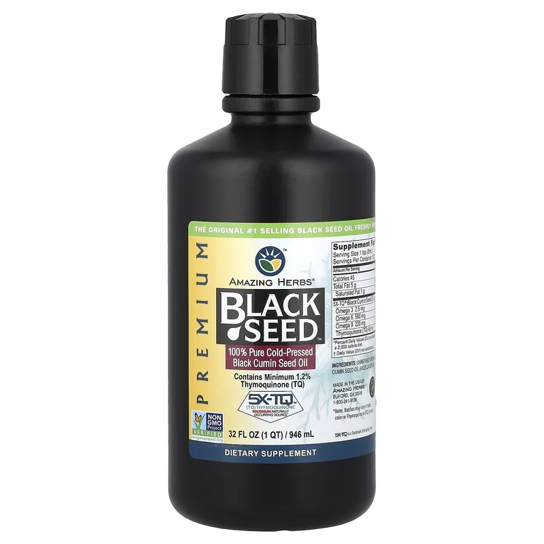 Amazing Herbs, Premium Black Seed™, на 100% чистое масло из семян черного тмина холодного отжима, 946 мл (32 жидк. унции)