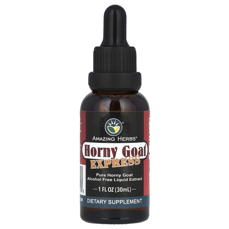 Amazing Herbs, Жидкий экстракт Horny Goat Express, без спирта, 100 мг, 30 мл (1 жидк. Унция)