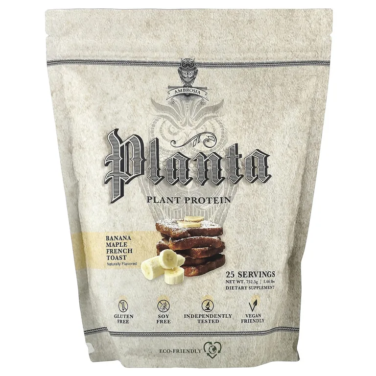 Ambrosia Collective, Planta, растительный протеин, французский тост с бананом и кленовым сиропом, 752,5 г (1,66 фунта)