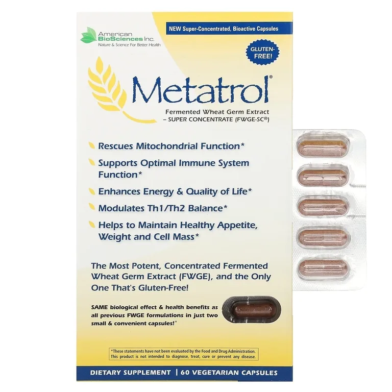 American Biosciences, Metatrol®, ферментированный экстракт ростков пшеницы, 60 вегетарианских капсул