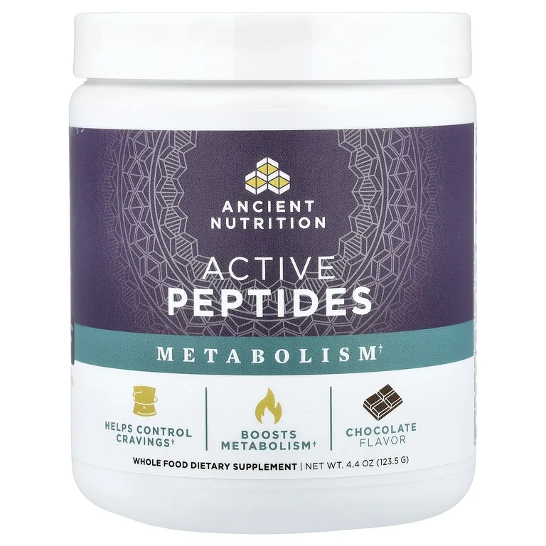 Ancient Nutrition, активные пептиды, для поддержки метаболизма, с шоколадным вкусом, 123,5 г (4,4 унции)