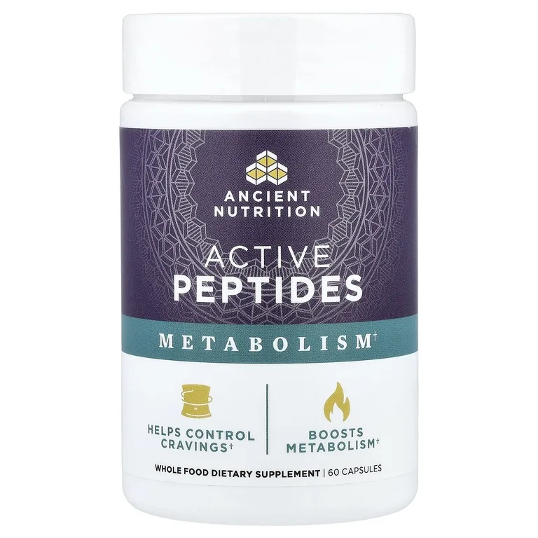 Ancient Nutrition, активные пептиды, поддержка метаболизма, 60 капсул