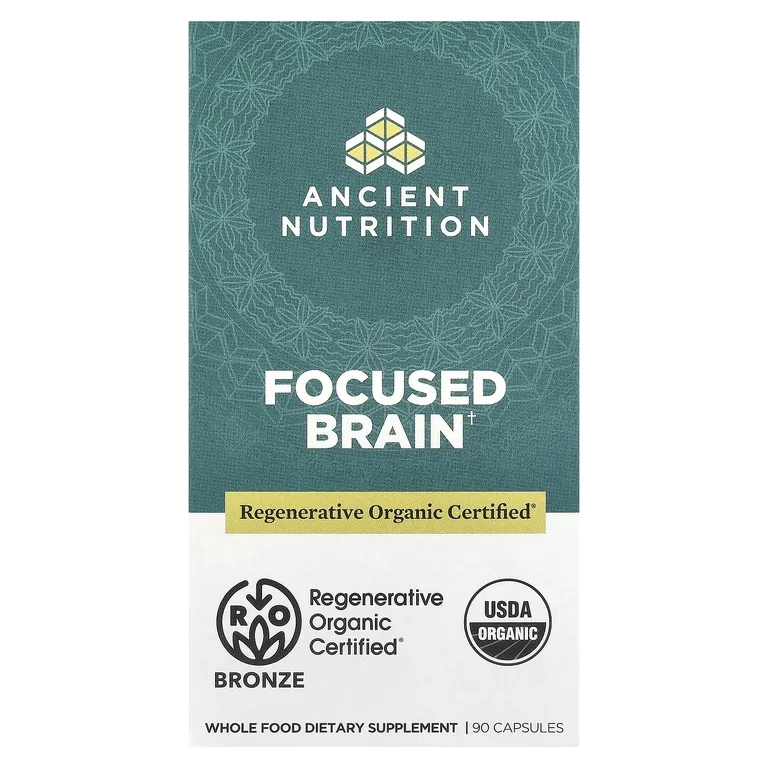 Ancient Nutrition, Focused Brain, мозг, 90 капсул