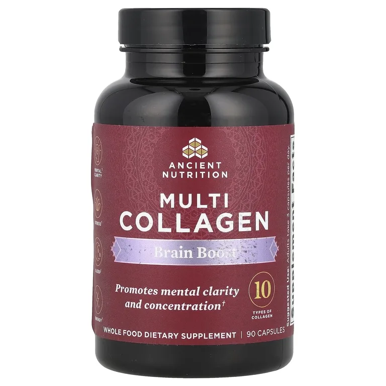 Ancient Nutrition, Multi Collagen, Brain Boost, 90 капсул