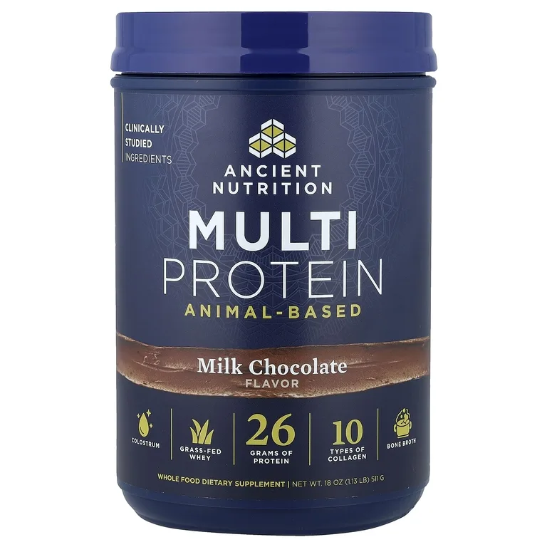 Ancient Nutrition, мультипротеин, животного происхождения, молочный шоколад, 511 г (1,13 фунта)