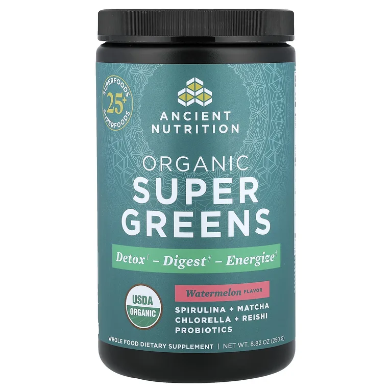 Ancient Nutrition, Органическая суперзелень, арбуз, 250 г