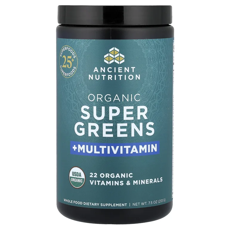 Ancient Nutrition, органическая суперзелень и мультивитамины, 213 г (7,5 унции)