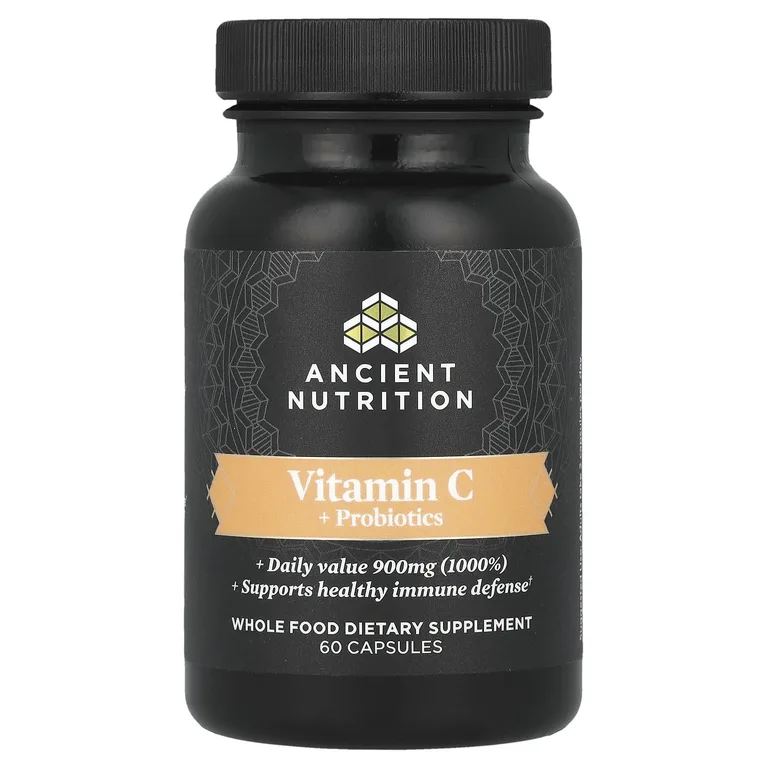 Ancient Nutrition, витамин C с пробиотиками, 60 капсул