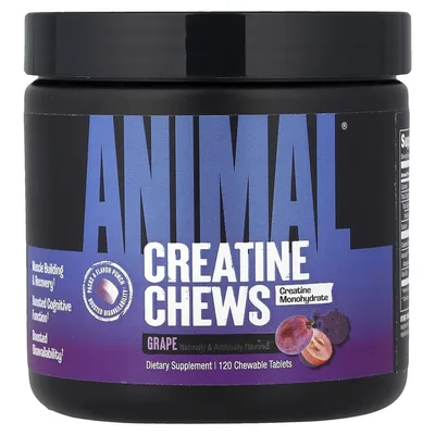 Animal, Creatine Chews, жевательные таблетки с креатином, виноградный вкус, 120 жевательных таблеток
