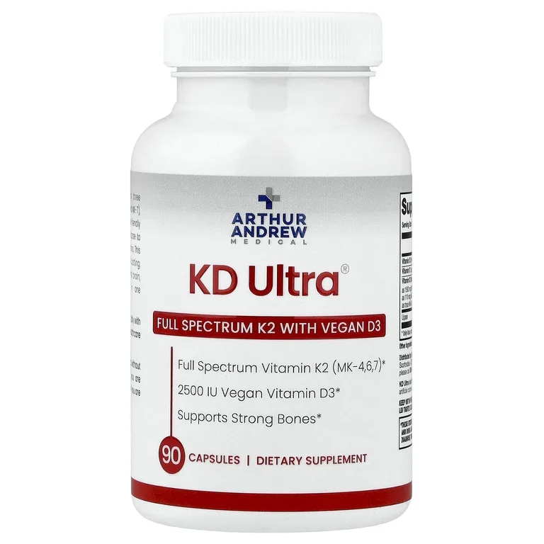 Arthur Andrew Medical, KD Ultra®, витамин K2 полного спектра с веганским витамином D3, 90 капсул