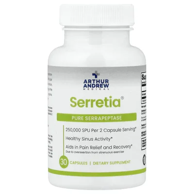 Arthur Andrew Medical, Serretia®, чистая серрапептаза, 30 капсул (125 000 SPU в 1 капсуле)