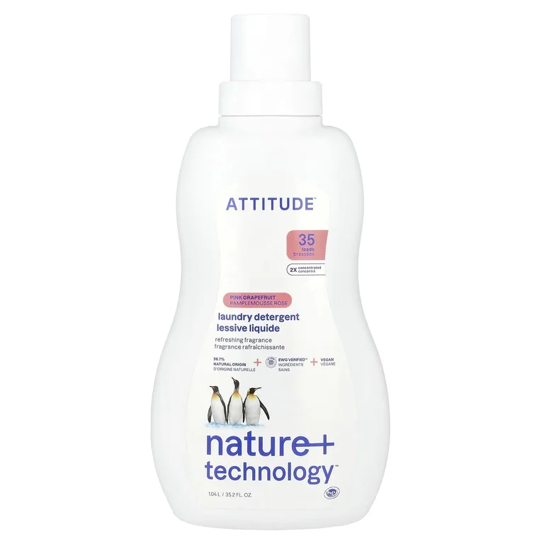ATTITUDE, Средство для стирки, розовый грейпфрут, 35 загрузок, 1,05 л (35,5 жидк. унц.)