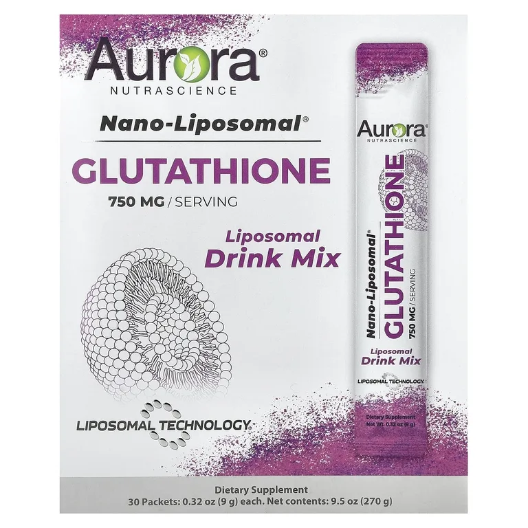 Aurora Nutrascience, Nano-Liposomal®, глутатион, смесь для приготовления липосомальных напитков, 30 пакетиков по 9 г (0,32 унции)