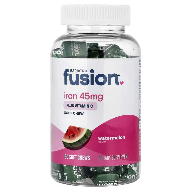 Bariatric Fusion, жевательная добавка с железом и витамином C, со вкусом арбуза, 60 жевательных таблеток
