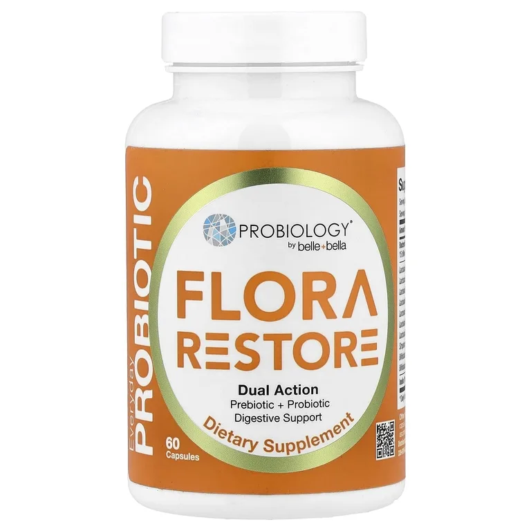 Belle+Bella, Probiology®, Flora Restore, 15 млрд КОЕ, 60 капсул