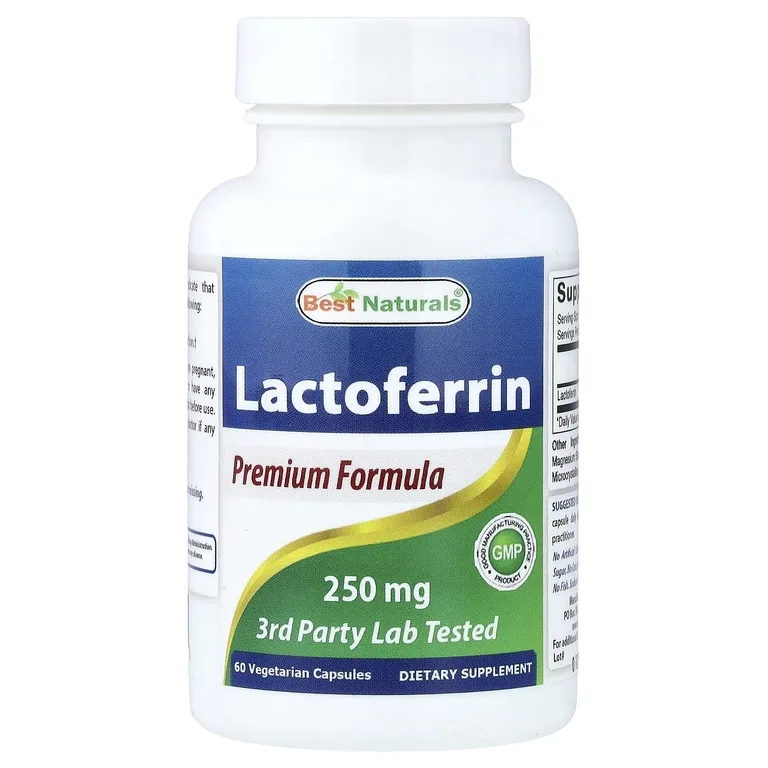 Best Naturals, лактоферрин, 250 мг, 60 вегетарианских капсул