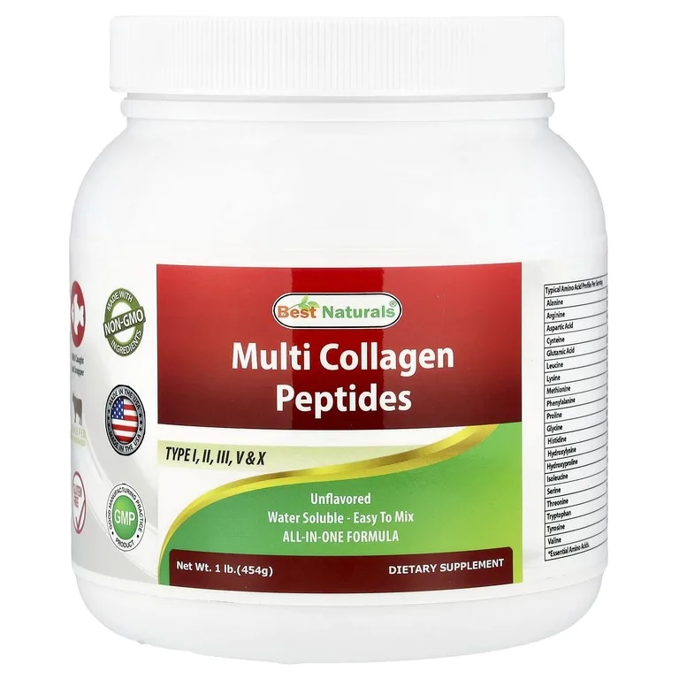 Best Naturals, Мультиколлагеновые пептиды, без добавок, 454 г (1 фунт)