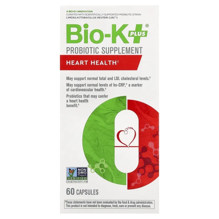 Bio-K+, пробиотическая добавка, для здоровья сердца, 60 капсул
