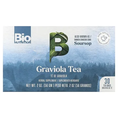 Bio Nutrition, чай гравиола, без кофеина, 30 чайных пакетиков, 56 г (2 унции)