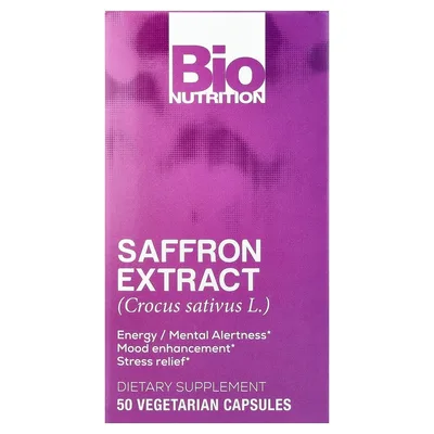 Bio Nutrition, экстракт шафрана, 50 вегетарианских капсул (88,5 мг в 1 капсуле)