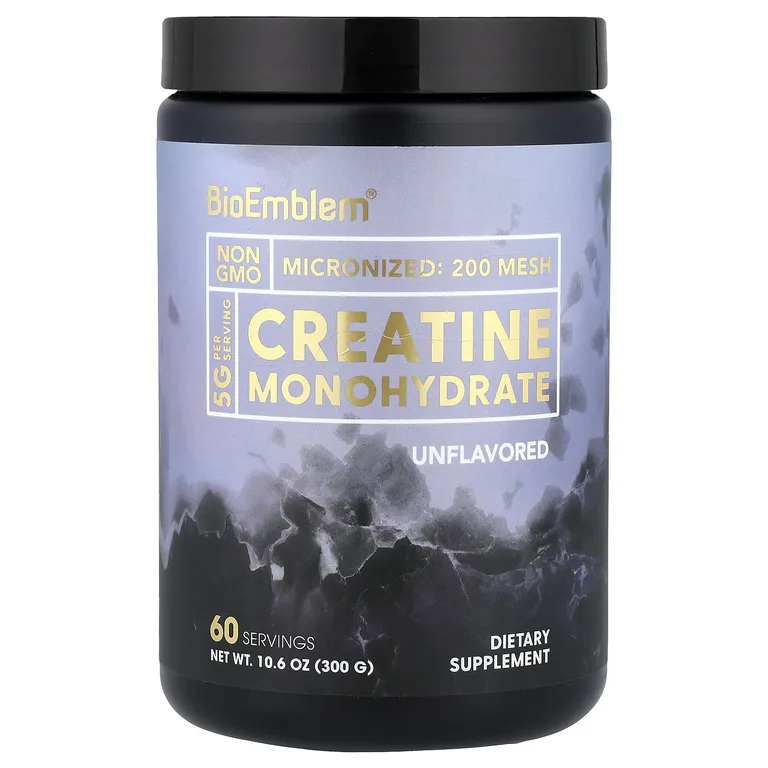 BioEmblem, Моногидрат креатина, без добавок, 300 г (10,6 унции)