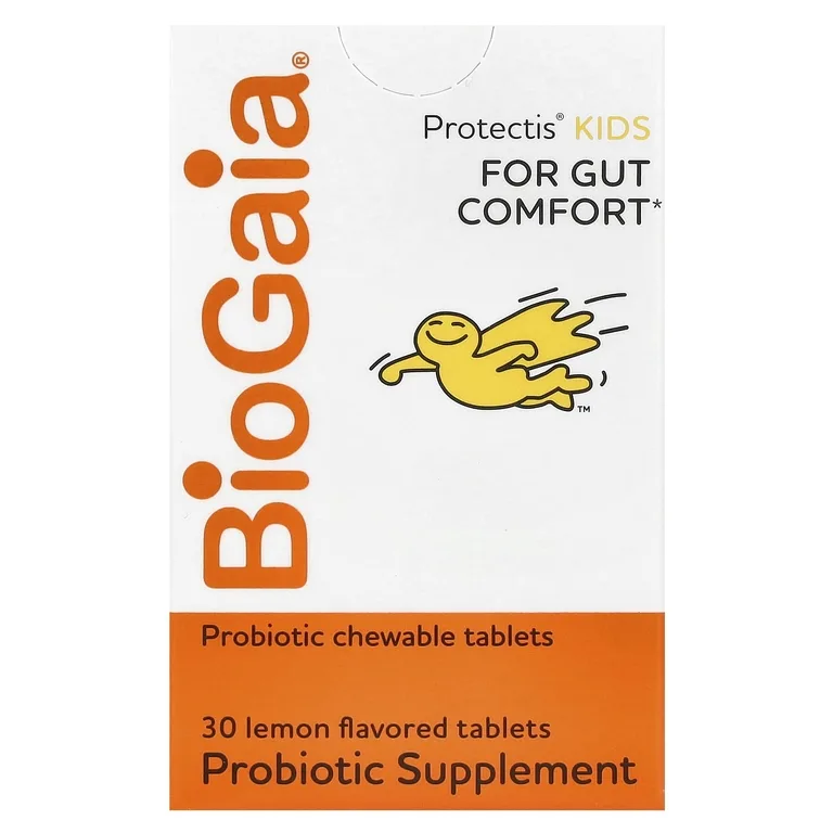 BioGaia, Пробиотики для здоровья кишечника, для детей, лимон, 30 жевательных таблеток