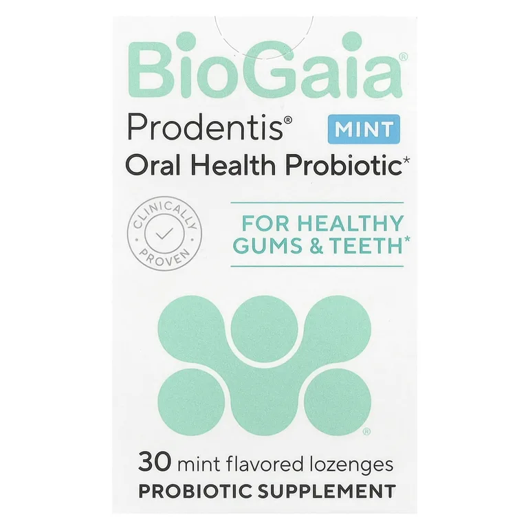 BioGaia, Prodentis®, пробиотик для полости рта, для здоровья дёсен и зубов, мятный вкус, 30 пастилок с пробиотиком