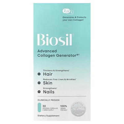 Biosil, средство для стимулирования производства коллагена, 30 оригинальных капсул
