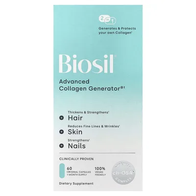 Biosil, средство для стимулирования производства коллагена, 60 оригинальных капсул