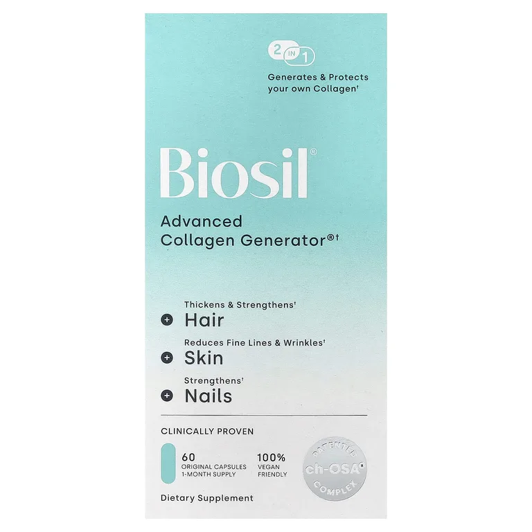 Biosil, средство для стимулирования производства коллагена, 60 оригинальных капсул