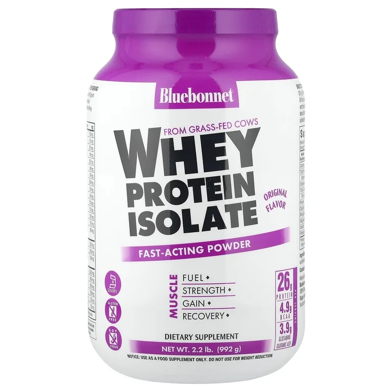 Bluebonnet Nutrition, 100 % натуральный изолят сывороточного белка, с натуральным оригинальным вкусом, 992 г (2,2 фунта)