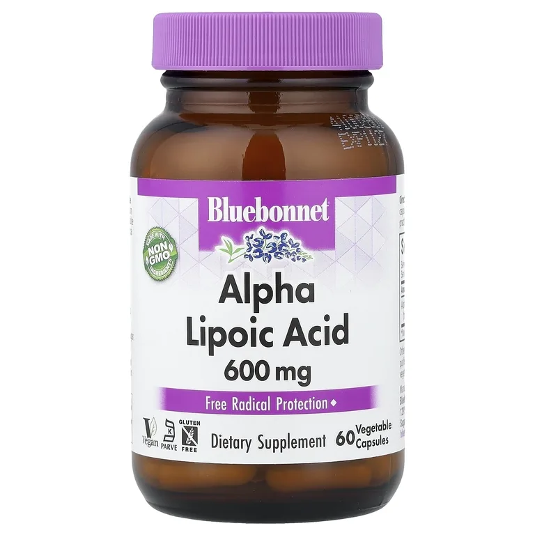 Bluebonnet Nutrition, Альфа-липоевая кислота, 600 мг, 60 растительных капсул
