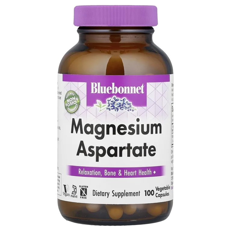 Bluebonnet Nutrition, Аспартат магния, 100 растительных капсул (200 мг на капсулу)