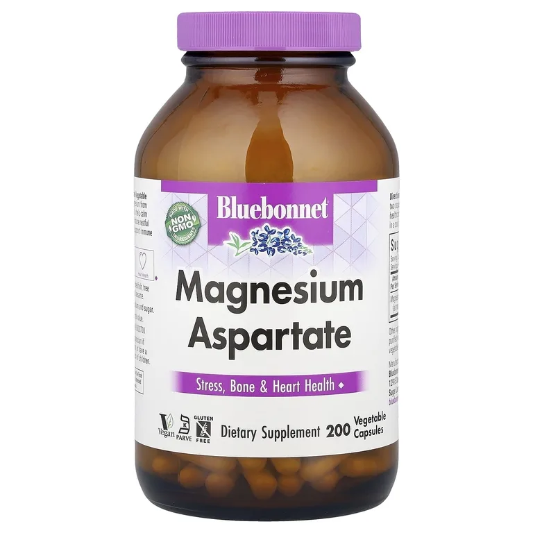 Bluebonnet Nutrition, Аспартат магния, 200 мг, 200 растительных капсул