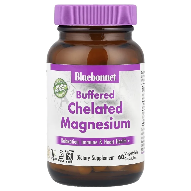 Bluebonnet Nutrition, буферизованный хелатный магний, 60 растительных капсул (200 мг в 1 капсуле)