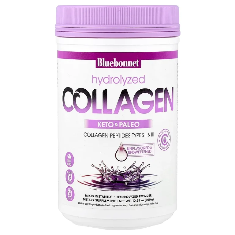 Bluebonnet Nutrition, гидролизованный коллаген в порошке, без добавок, 300 г (10,58 унции)